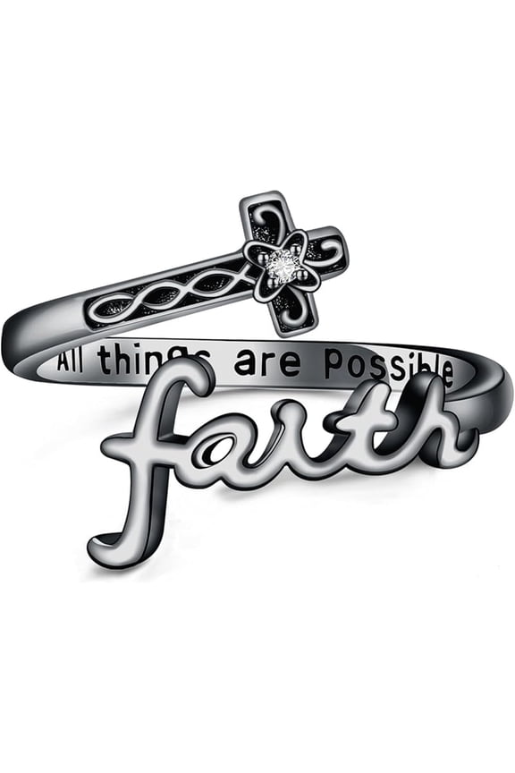 Cross Rings for Women 925 Sterling Silver Faith Cross Adjustable Ring Christian Spoon Rings Religion Jewelry For Women Daughter Friend