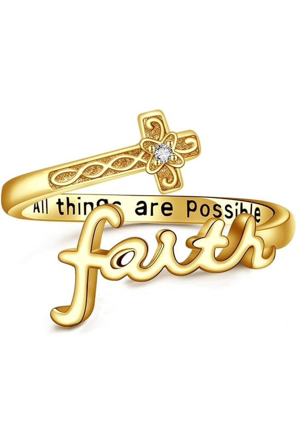 Cross Rings for Women 925 Sterling Silver Faith Cross Adjustable Ring Christian Spoon Rings Religion Jewelry For Women Daughter Friend