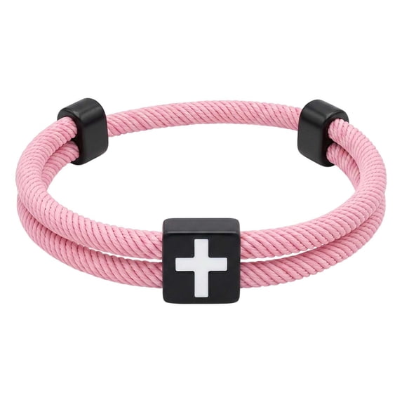 Cross Rope Bracelet, Pendant Charm Bracelet with Cross Motif, Minimalist Cord Bracelet Unisex, Everyday Wear Gift Idea for Him Her