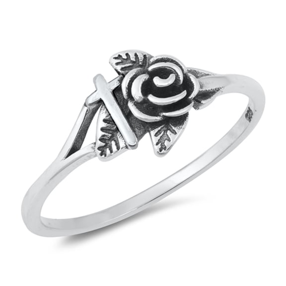 Cross Rose Love Wholesale Ring .925 Solid Sterling Silver Band Jewelry Female Male Unisex Size 7