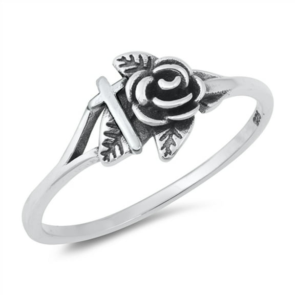 Cross Rose Love Wholesale Ring .925 Solid Sterling Silver Band Jewelry Female Male Unisex Size 9