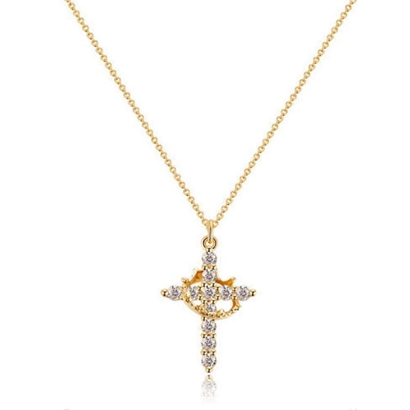 Cross Rotated Crown Necklace