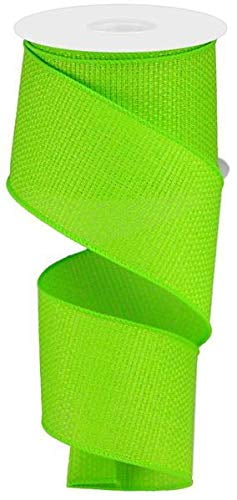 Cross Royal Burlap Wired Edge Ribbon - 2.5 Inches x 50 Yards (Lime Green)