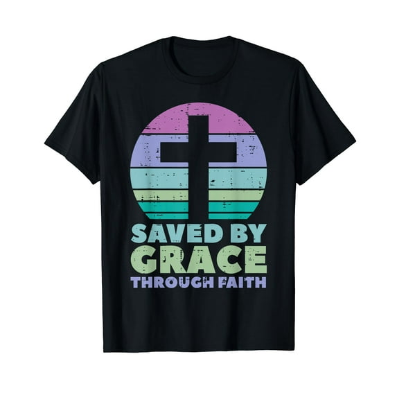 Cross Saved By Grace God Jesus Christian Men Women Kids T-Shirt