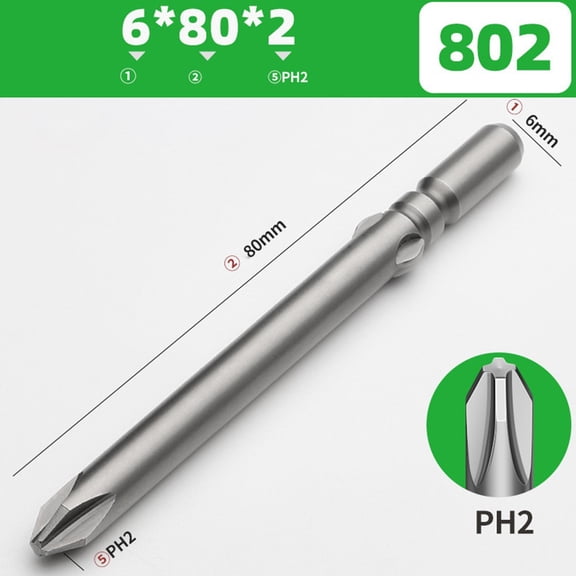 Cross Screwdriver Bit Magnetic Batch Head 60-200mm PH0 PH1 PH2 Electric Driver Non-slip Hex Shank Screwdriver Hand Tools