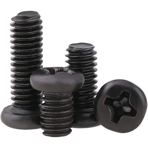 Cross Screws,Self Tapping Screws,M1/M1.2/M1.4/M1.6/M1.7 Cross Recessed Pan Head Machine Screw Metric Thread Round Head Bolt Steel Black M1,7mm (1000pcs) (Color : M1.2, Size : 7mm (1000pcs))