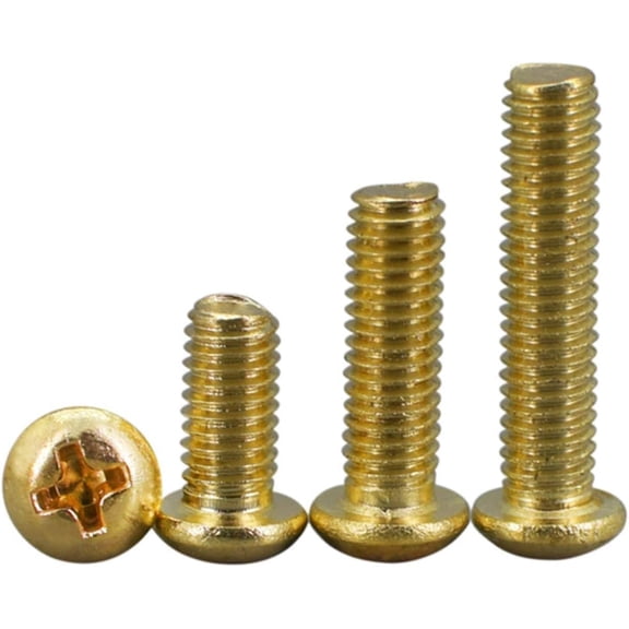 Cross Screws,Self Tapping Screws,M2/M2.5/M3/M4/M5/M6 Brass Pan Head Machine Screw Metric Thread Round Cross Recessed Bolt Hardware M2, 10mm (30Pcs) (Color : M5, Size : 35mm (10Pcs))