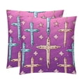 thumbnail image 1 of Cross Set of 2 Velvet Throw Pillow Covers with Unique Patterns - 16x16, 18x18, 20x20 Inches for Various Occasions - Pillows Covers Throw Pillow Inserts Pillow Inserts - Luxurious Home Decor, 1 of 6