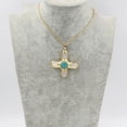 thumbnail image 1 of Cross Shape Turquoise Freshwater Pearl 18K Gold-plated Inlaid Pendant Necklace, 1 of 2