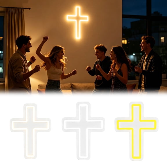 Cross Shaped LED Neon Wall Sign Light Soft Glow Ambient Neon Lamp USB Powered Decorative Night Light For Living Room Bedroom Bar Wedding Holiday Home Wall Decor8.3×11.0 Inch