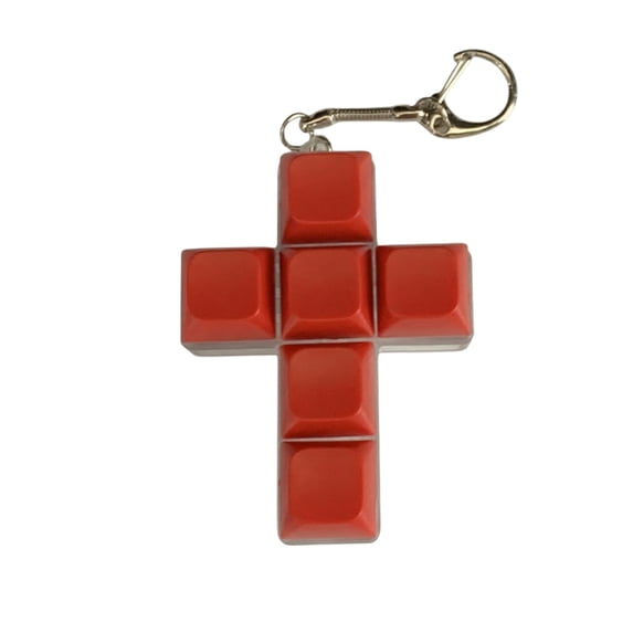 Cross Shaped Mechanical Keyboard Switch Fidget Keychain, Clicky Tactile Stress Relief Button Toy, Durable Sensory Accessory for Bag and Keys Red