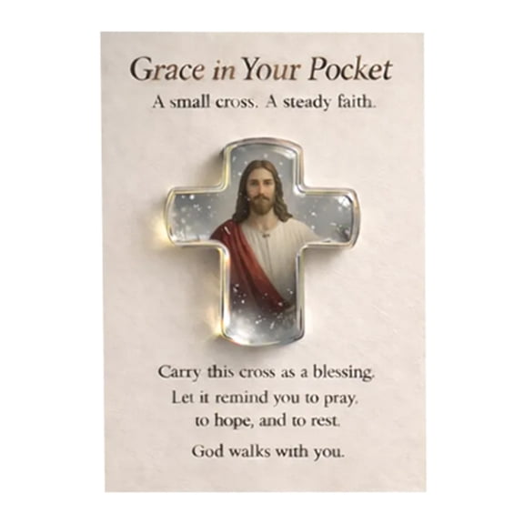 Cross-Shaped Pouch Embraces Gift Exchange, Adorned with Jesus Motif.Acrylic Ornament,Contains A Greeting Card,Perfect Gift to Commemorate Friendship, Such as for Easter or Valentine'S Day.