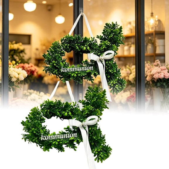 Cross Shaped Wall Hanging in Green 34x20cm Plastic Material For Celebrations Home or Church Services Unique Design