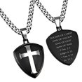 thumbnail image 1 of Cross Shield Necklace, 2 Timothy 2:3 MAN OF GOD, Stainless Steel Curb Chain, 1 of 2