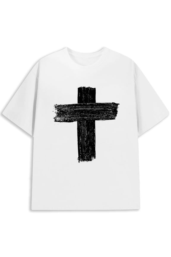 Cross Sketch Tee men Christianity white Comfortable activewear, perfect for gifts church costumes christianity Classic Unisex Shirt Graphic tshirts