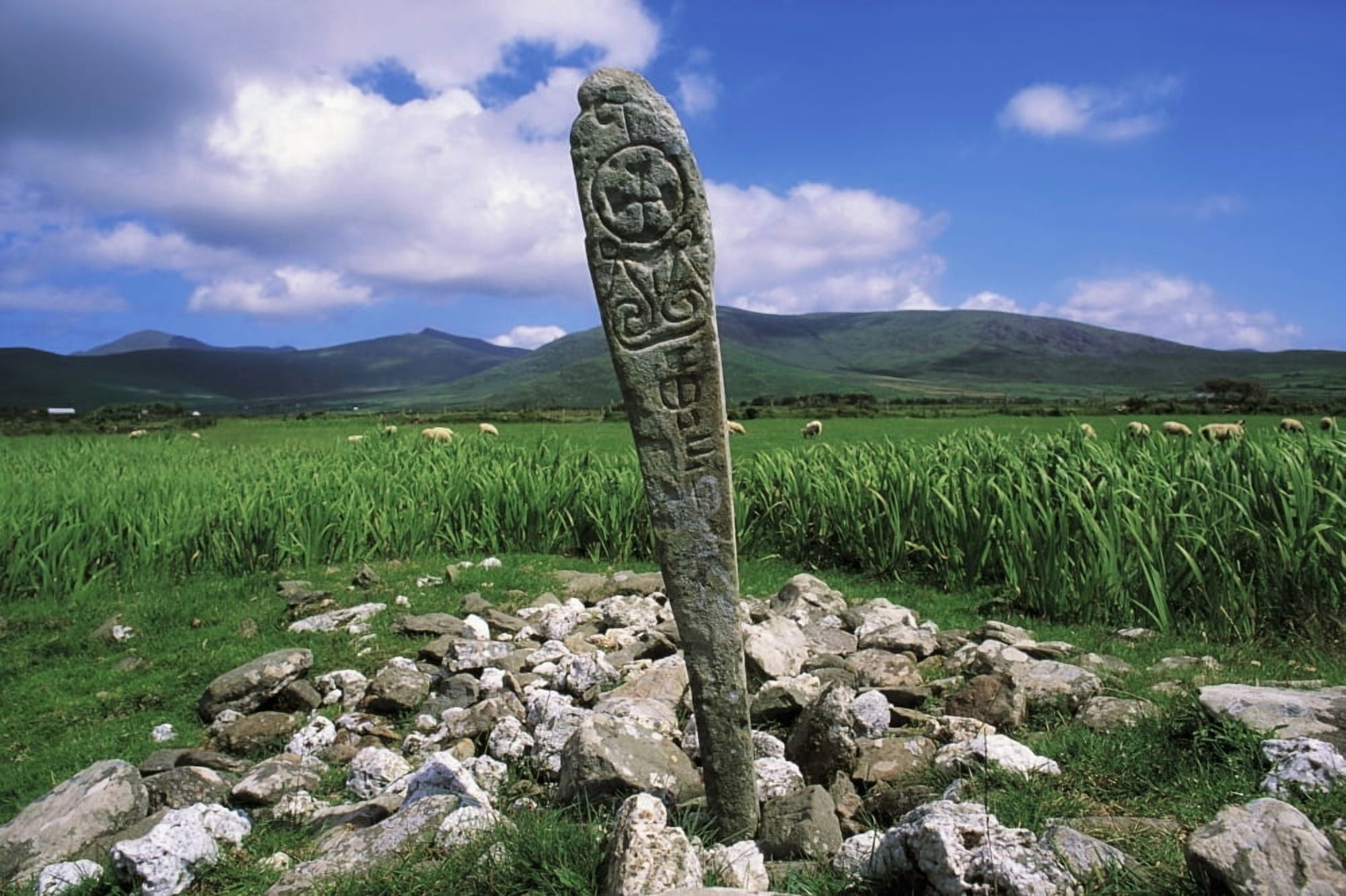 Cross Slab Dingle Peninsula Co Kerry Ireland Canvas Art - The Irish Image Collection Design Pics (18 x 12)
