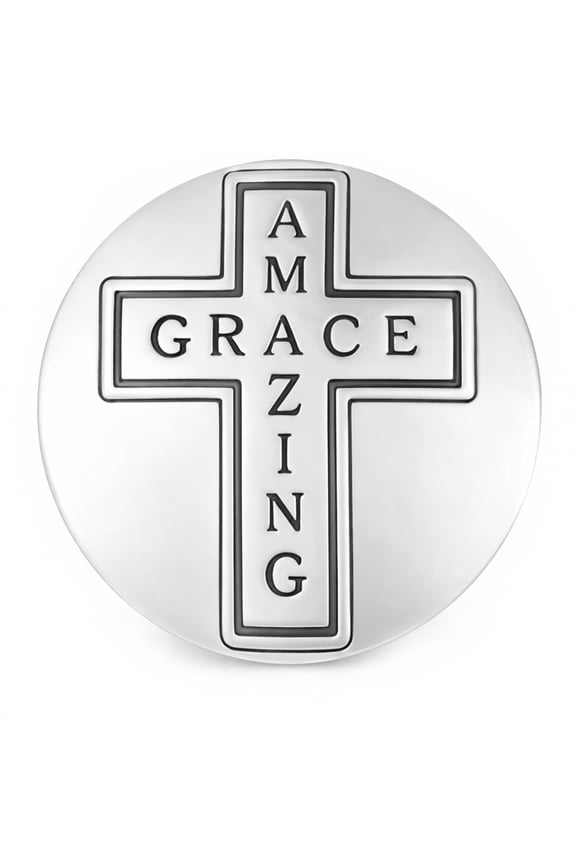 Snap Jewelry 18MM Amazing Grace Cross Ginger Charm in Silver-Tone Finish