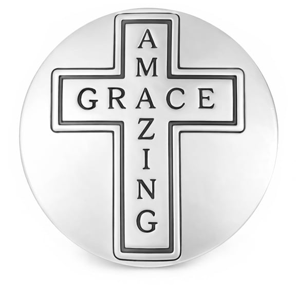 Snap Jewelry 18MM Amazing Grace Cross Ginger Charm in Silver-Tone Finish