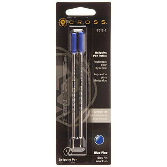 Cross Standard Ballpoint Pen Refill, Choose Black/Blue/Red & Broad/Medium/FineBlue,Dozen,Fine