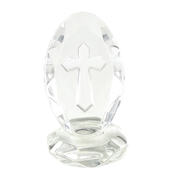 Cross Standing Traditional Cross On Base Clear Glass Tabletop Cross Figurine Holy Cross Sculpture for Modern Religious Home Decor