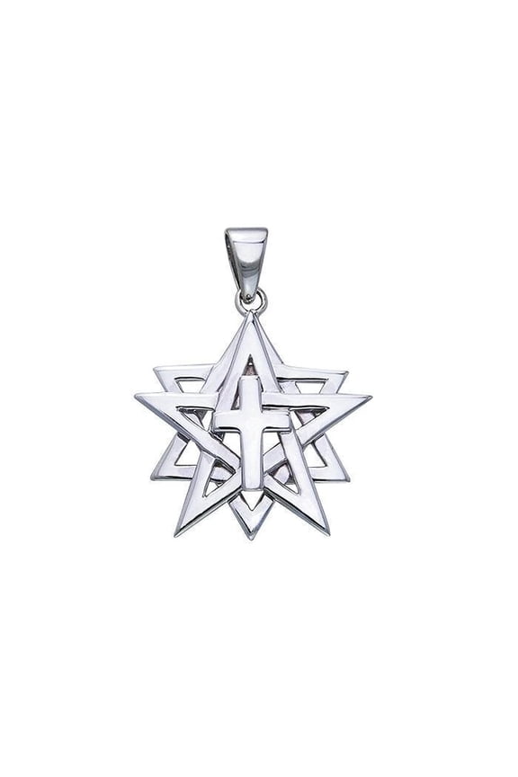 Cross Star of David Pentacle 925 Sterling Silver Pendant Fine Spiritual Jewelry