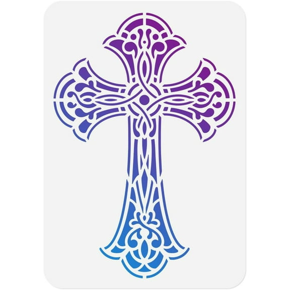 Cross Stencil for Painting 11.7 x 8.3 Inch A4 Size Reusable Plastic Maltese Cross Stencil for Painting on Wood Wall Fabric Canvas Maltese DIY Home Decor Craft Stencil