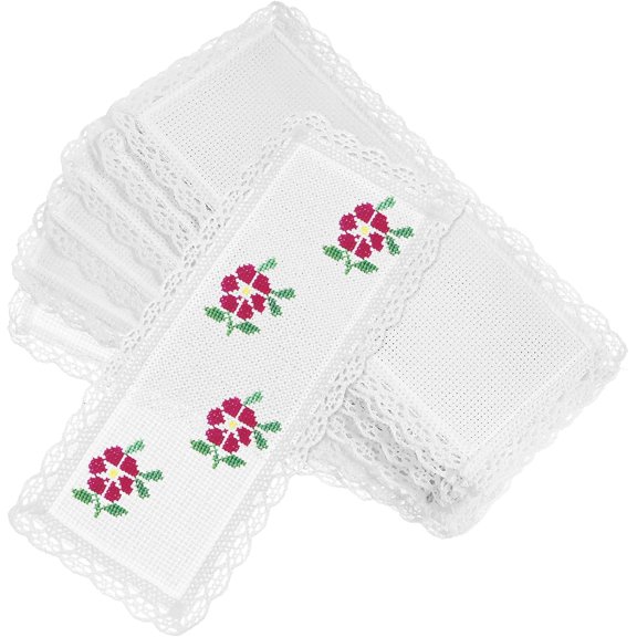 Cross Stitch Bookmarks 10 Pcs Blank DIY Embroidery Bookmarks Lightweight Polyester Fabric for Sewing Projects and Creative Book Accessories 7.8X3.3In