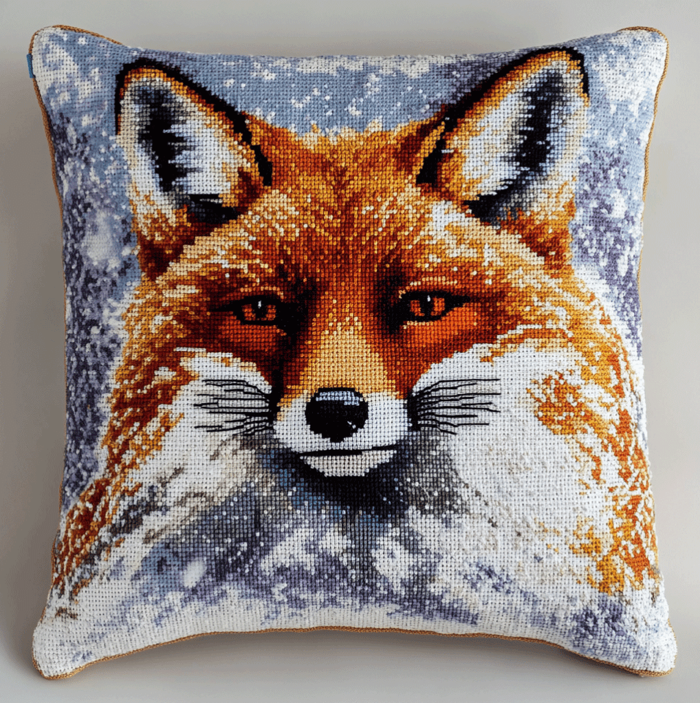 Cross Stitch Cushion Cover Animal fox Embroidery Kit Stamped Cross Stitch Pillow Kits 18x18inch