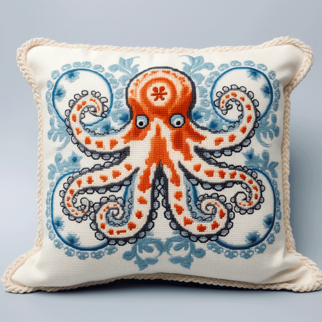 Cross Stitch Cushion Cover Animal octopus Embroidery Kit Stamped Cross Stitch Pillow Kits 18x18inch