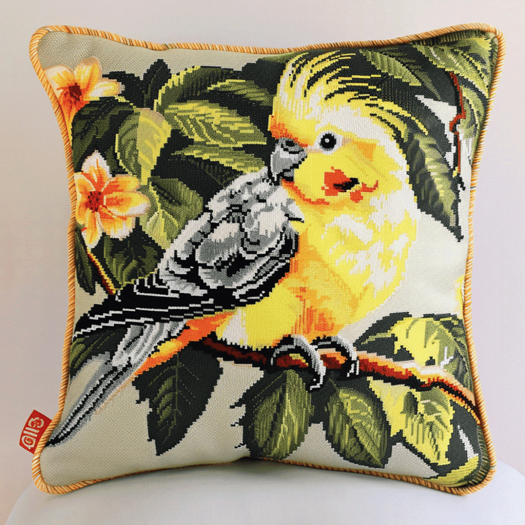 Cross Stitch Cushion Cover Animal parrot Embroidery Kit Stamped Cross Stitch Pillow Kits 18x18inch