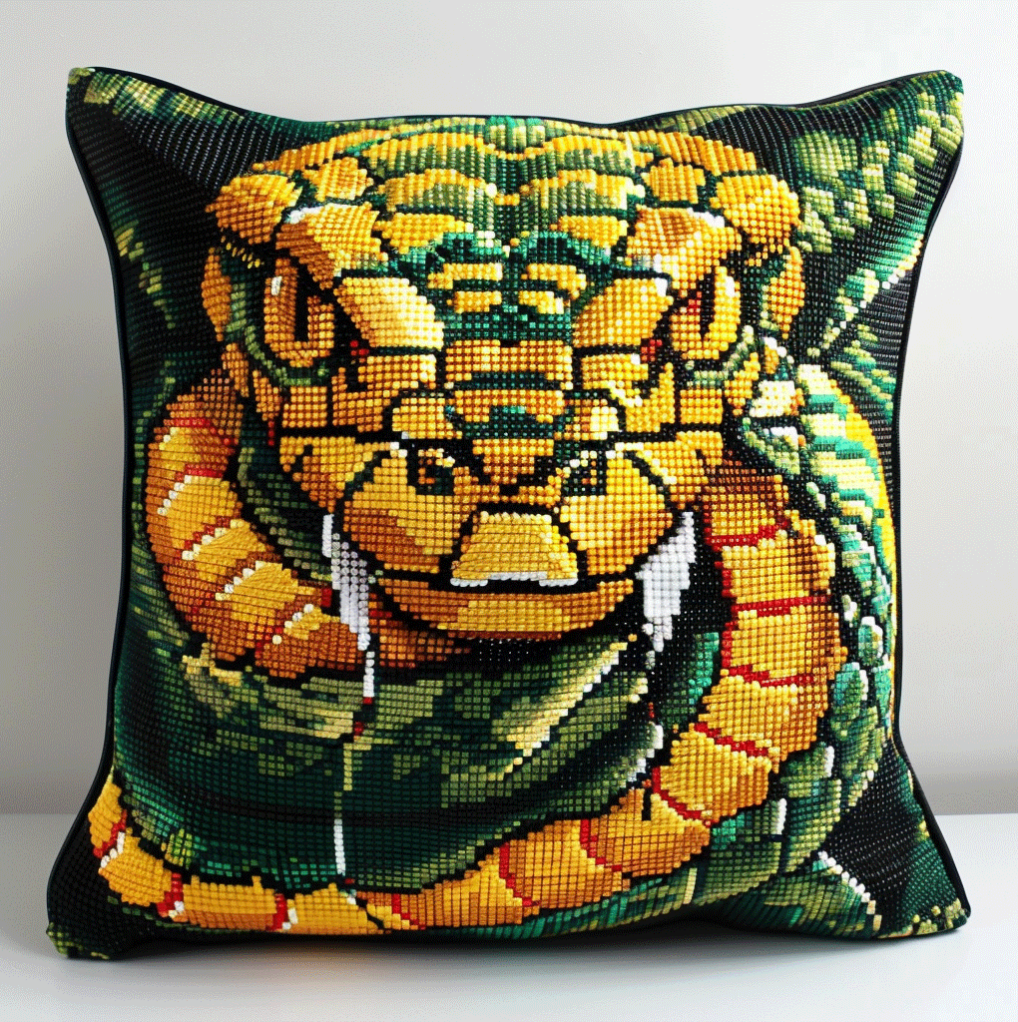 Cross Stitch Cushion Cover Animal snake Embroidery Kit Pillow Cases Stitch Throw Pillow 18x18in