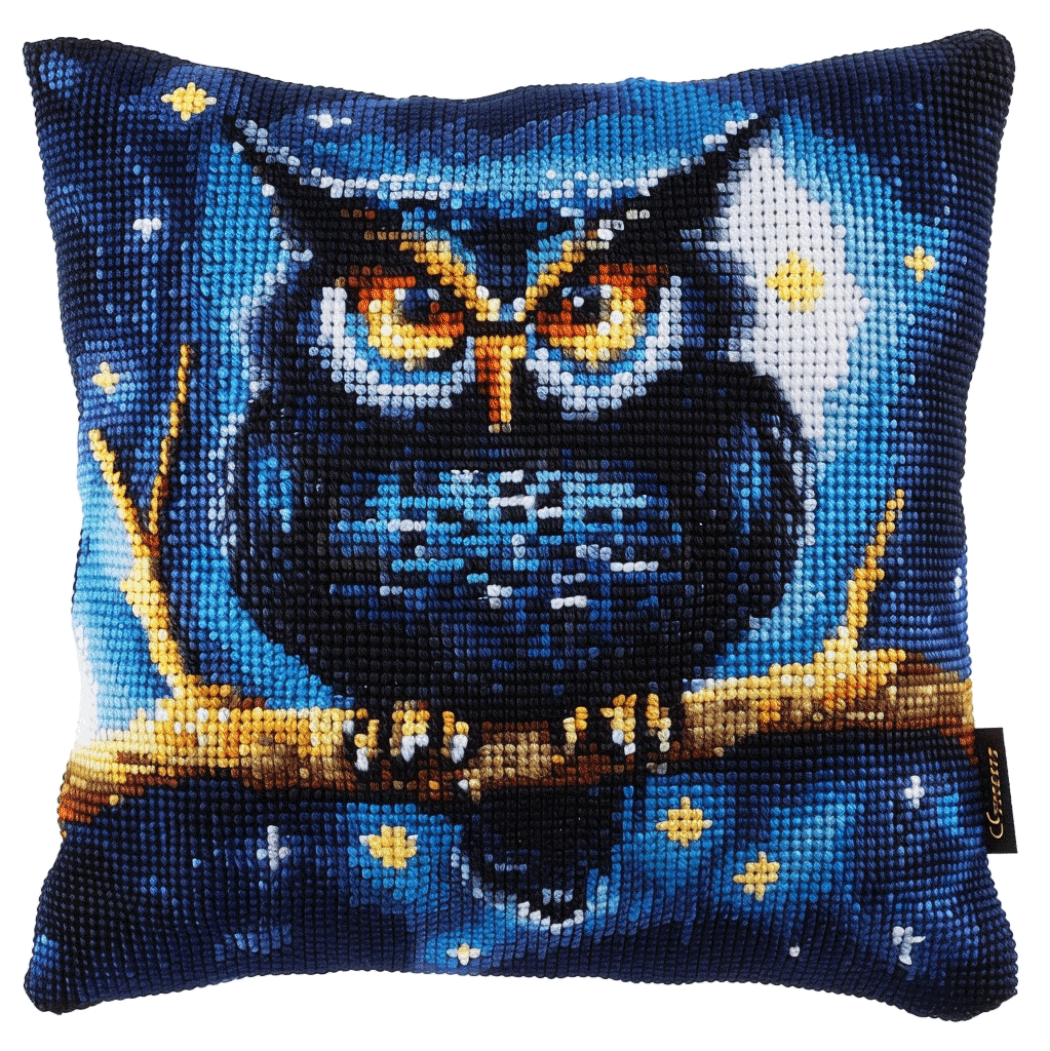Cross Stitch Cushion Cover cartoon owl Embroidery Pillow Cases Needlepoint Kits 18x18in