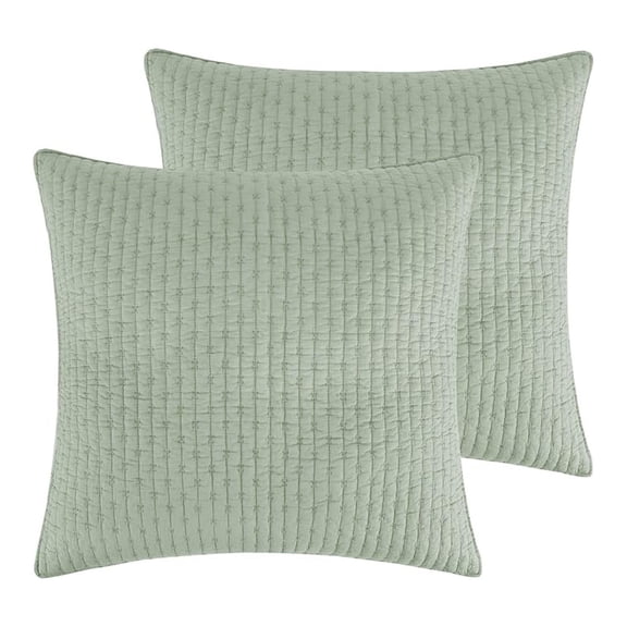 - Cross Stitch Desert Sage - Euro Shams Set of Two - (26x26in.), No Insert - Cross Stitched Pattern - Cotton Fabric