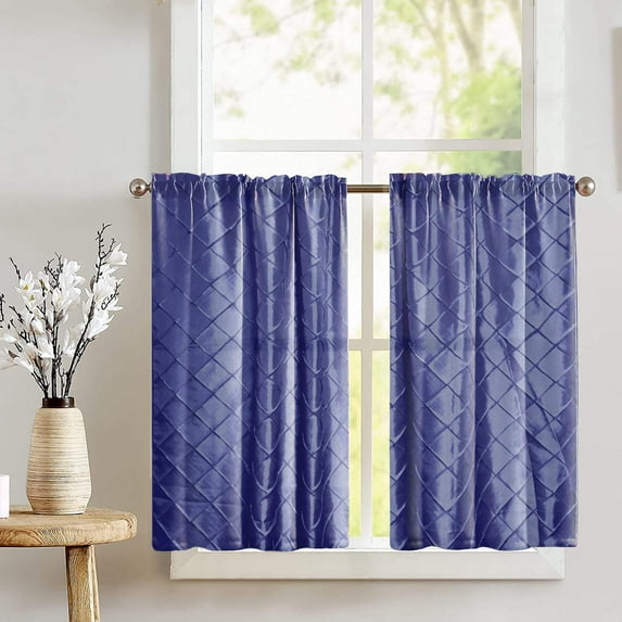 Cross-Stitch Diamond Pattern Pintuck Taffeta Café Tier Curtains Window Treatment Kitchen Home Décor
