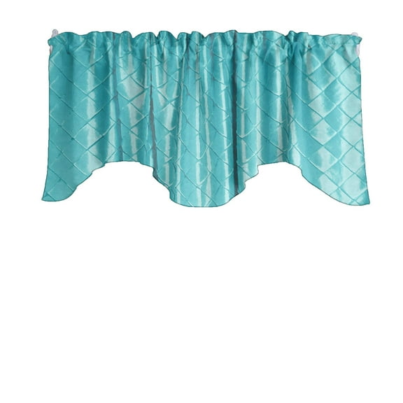 Cross-Stitch Diamond Pattern Pintuck Taffeta Scalloped Valance Curtain Window Treatment Kitchen Home Décor 58" Wide / 20" Tall