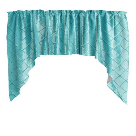 Cross-Stitch Diamond Pattern Pintuck Taffeta Swag Valance Curtain Window Treatment Kitchen Home Décor 72" Wide / 36" Tall