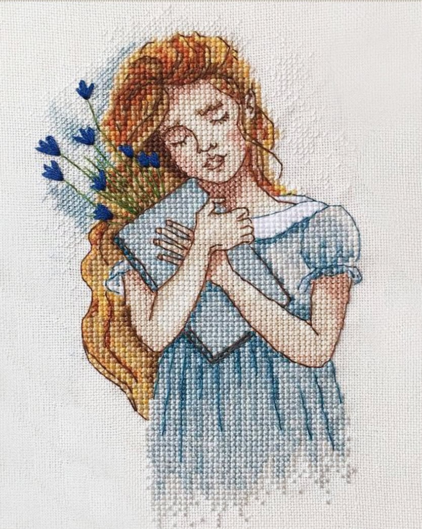 Cross Stitch Dreamer OZH-04 By NeoCraft Needlework Girl Blue Red