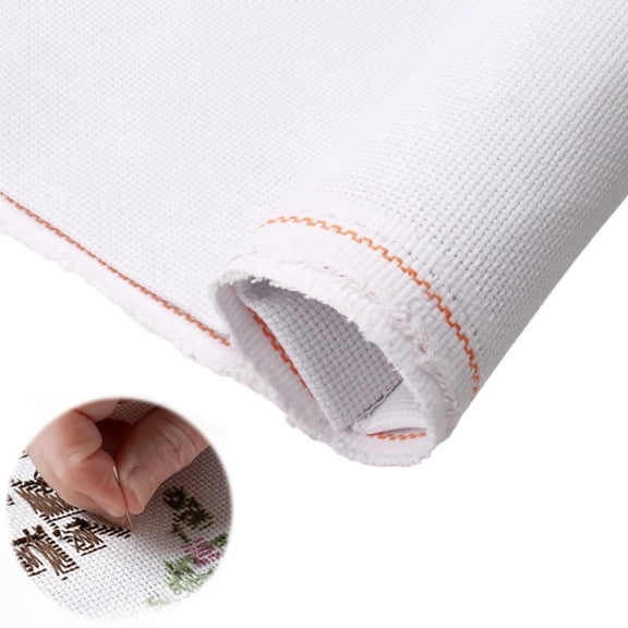 Cross Stitch Fabric, Kvago 14 Count Aida Cloth Embroidery Fabric, 39x59 Inch Cross Stitch Cloth for Home DIY Handicrafts Embroidery Decoration (White)