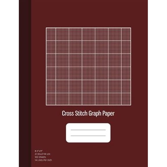 Pre-Owned Cross Stitch Graph Paper: 14 Lines Per Inch, Graph Paper for Embroidery and Needlework, 8.5''x11'', 100 Sheets, Burgundy Cover