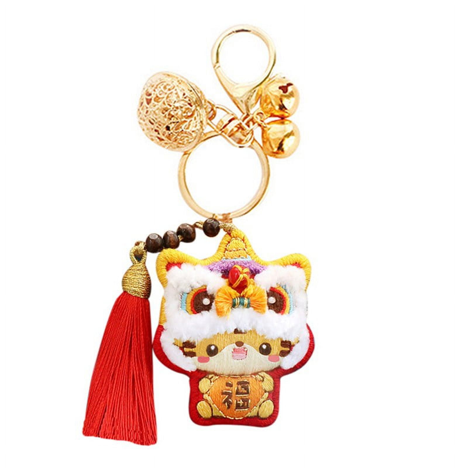 DIY Full Beads Cat Shape Printed Embroidery Keychains Cross Stitch