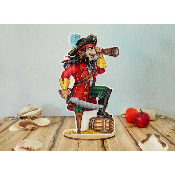 Cross-Stitch Kit Brave Pirate SR-450 Needlework Red MP Studia Sword