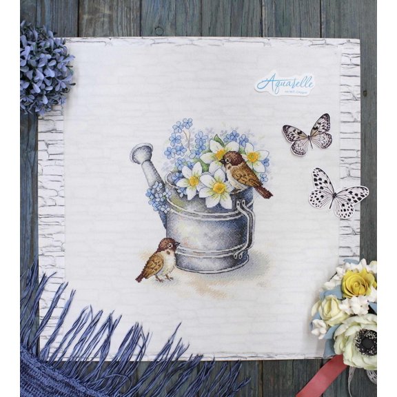 Cross-Stitch Kit Daffodil Lovers SA-026 Needlework MP Studia White Butterfly