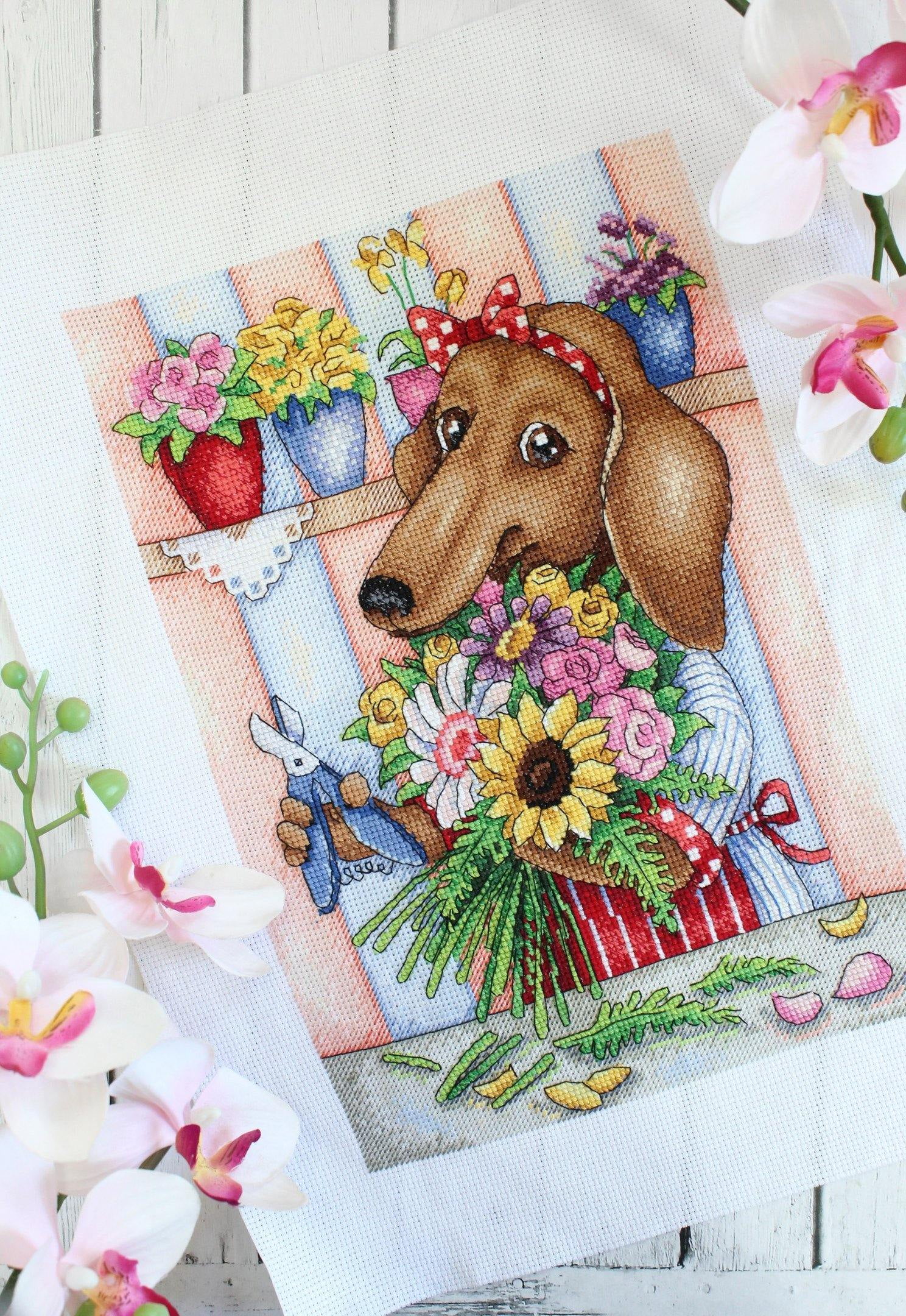 Cross-Stitch Kit Florist SNV-677 Flower Animal Needlework MP Studia Multi-Color