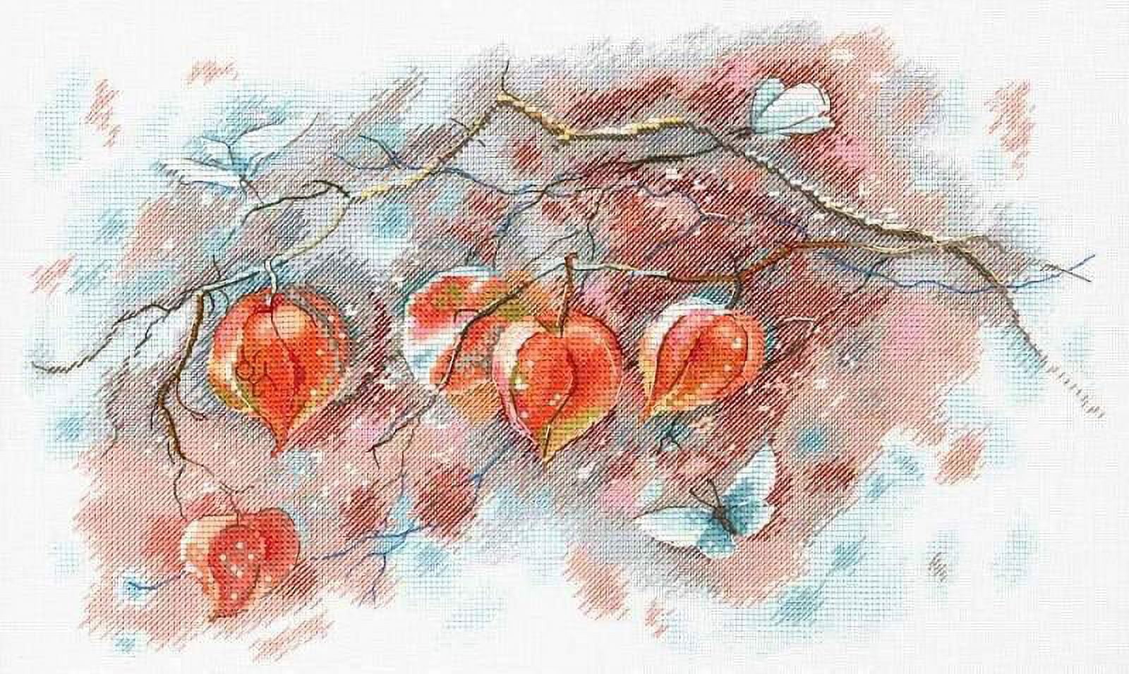 Cross-Stitch Kit Red Autumn Lights SA-016 Floral Needlework