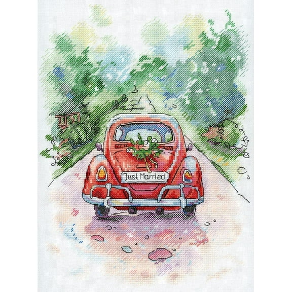 Cross-Stitch Kit Romantic Journey SA-004 Needlework Red Car MP Studia