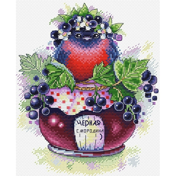 Cross-Stitch Kit Singing Currant SM-394 Needlework MP Studia Black