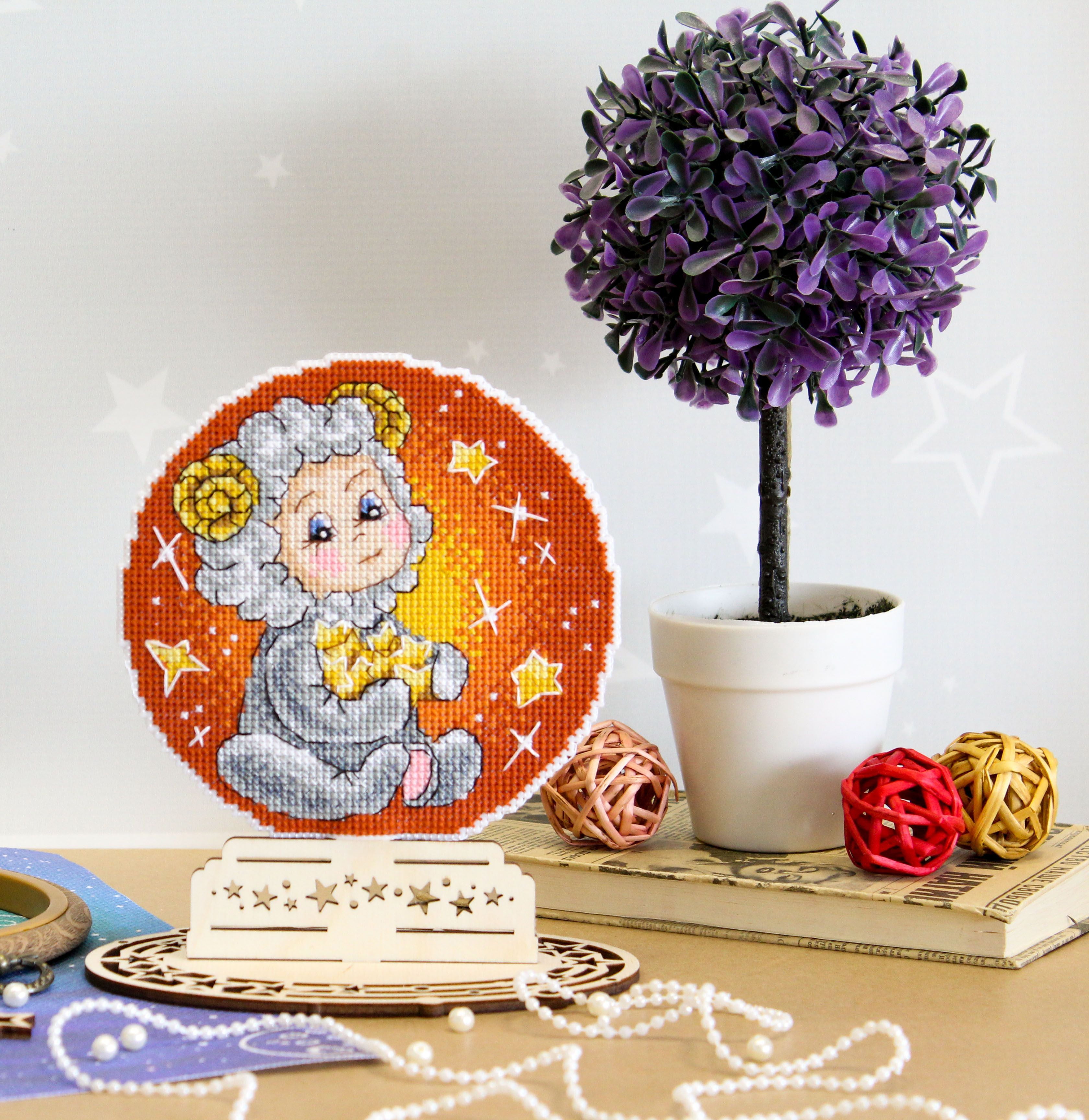 Cross Stitch Kit Zodiac Signs Aries SR-695 Needlework Orange Sheep By MP Studia Star