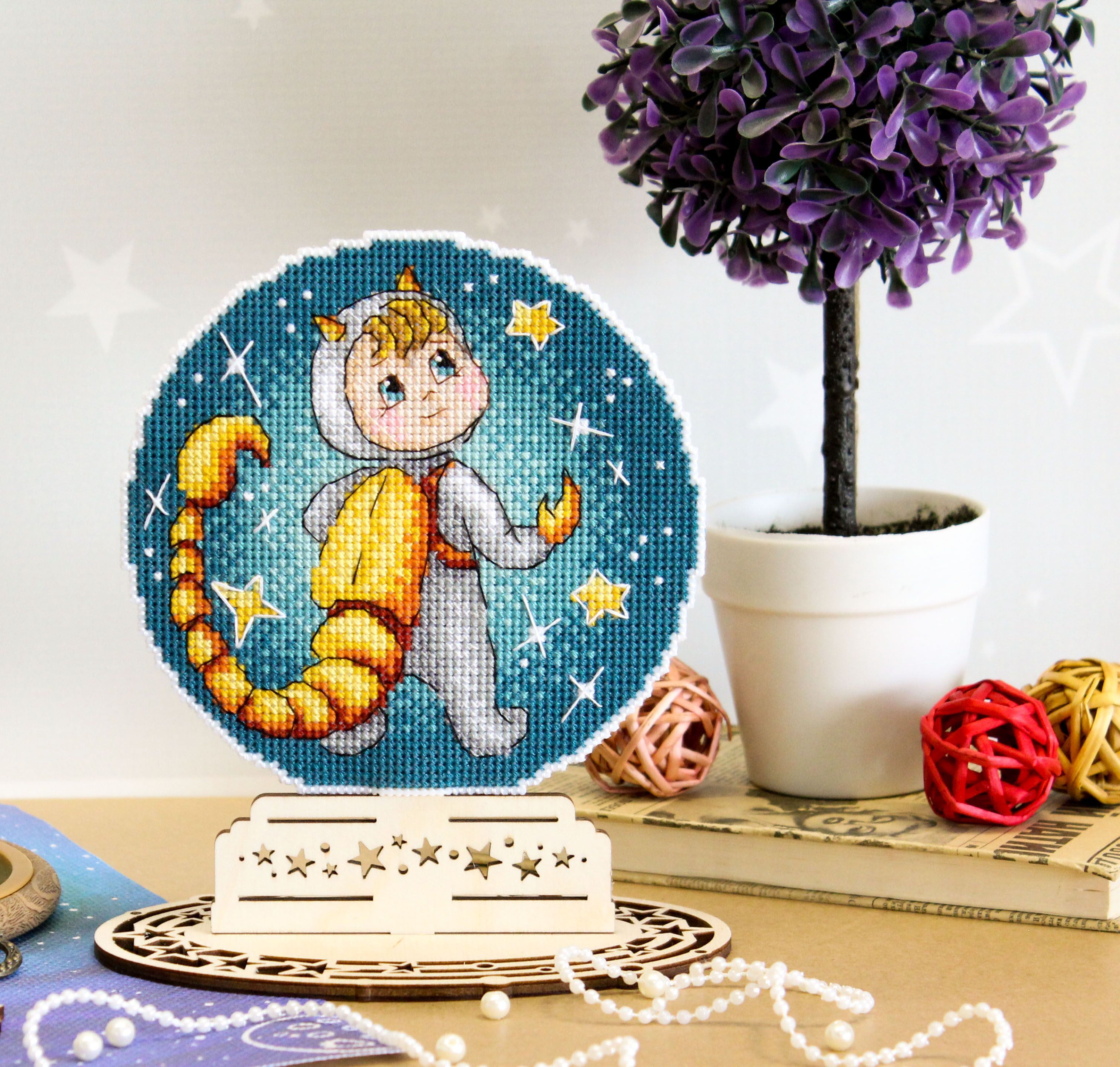 Cross Stitch Kit Zodiac Signs Scorpio SR-701 Needlework Blue Yellow Plastic By MP Studia