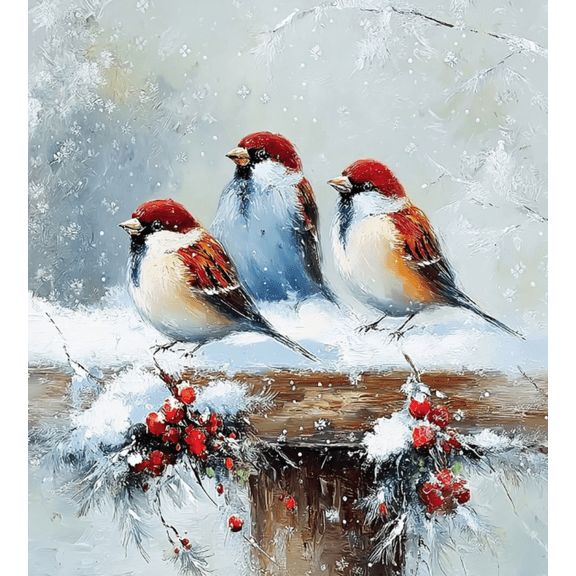 Cross Stitch Kit for Beginners, 11CT Cross-Stitch Kit Easy Patterns Needlepoint Kit Cross Stitching Embroidery Kit Bird in the snow 16x20 inch