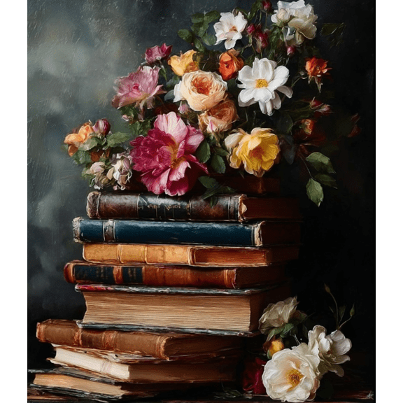 Cross Stitch Kit for Beginners, 11CT Cross-Stitch Kit Easy Patterns Needlepoint Kit Cross Stitching Embroidery Kit Books and flowers 16x20 inch
